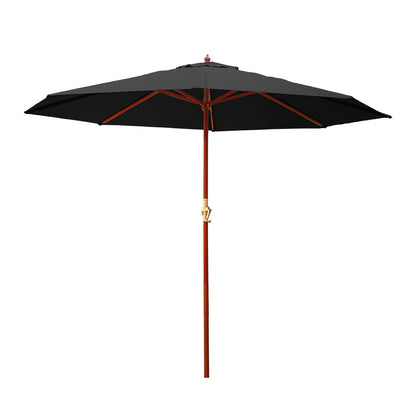 Instahut 3m Outdoor Umbrella Pole Umbrellas Beach Garden Sun Stand Patio Black