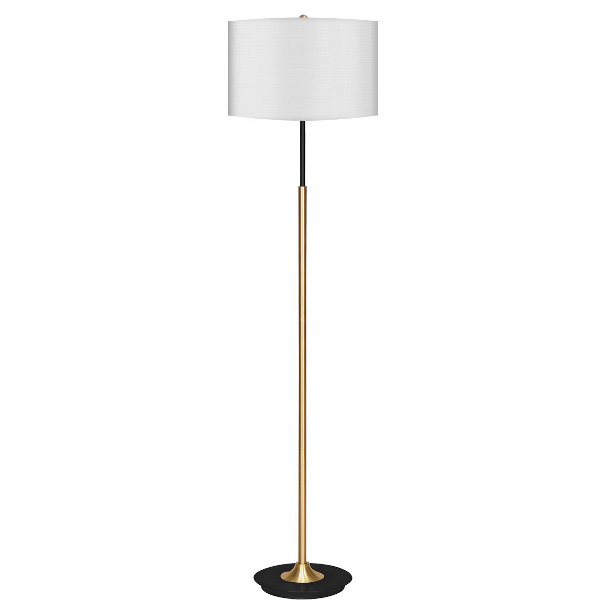 Sarantino Metal Floor Lamp Brushed Brass Finish with White Shade