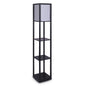 Sarantino Etagere Floor Lamp Diamond Look Fabric Shade Shelves Black