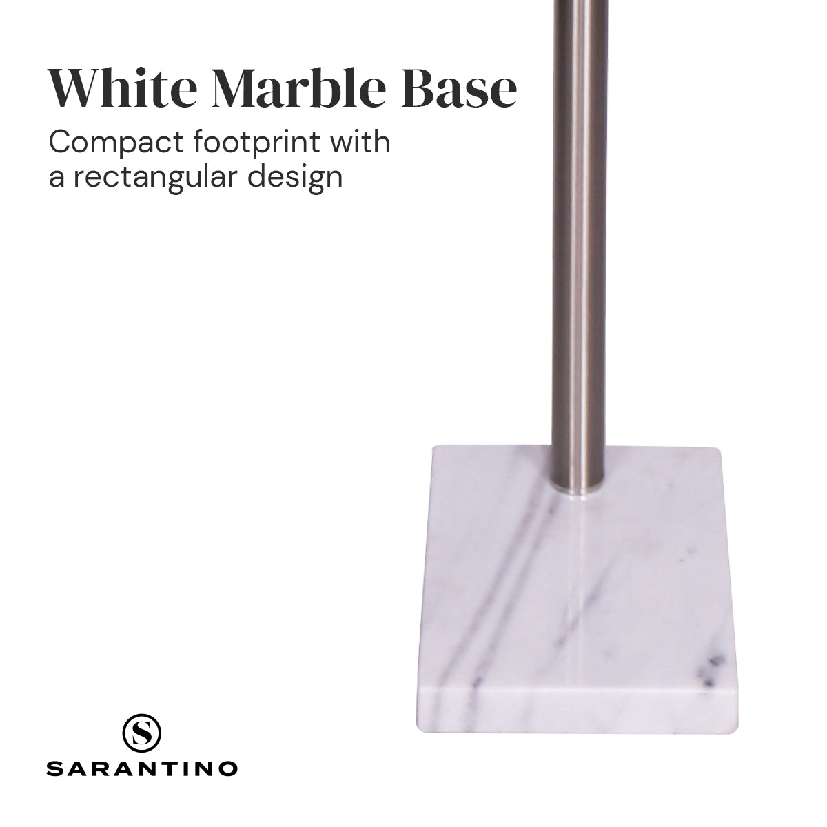 Sarantino 3-Light Metal Arc Floor Lamp - Nickel & Marble Finish