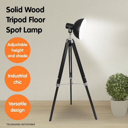 Sarantino Tripod Floor Spot Lamp Reading Adjustable Height Metal Black