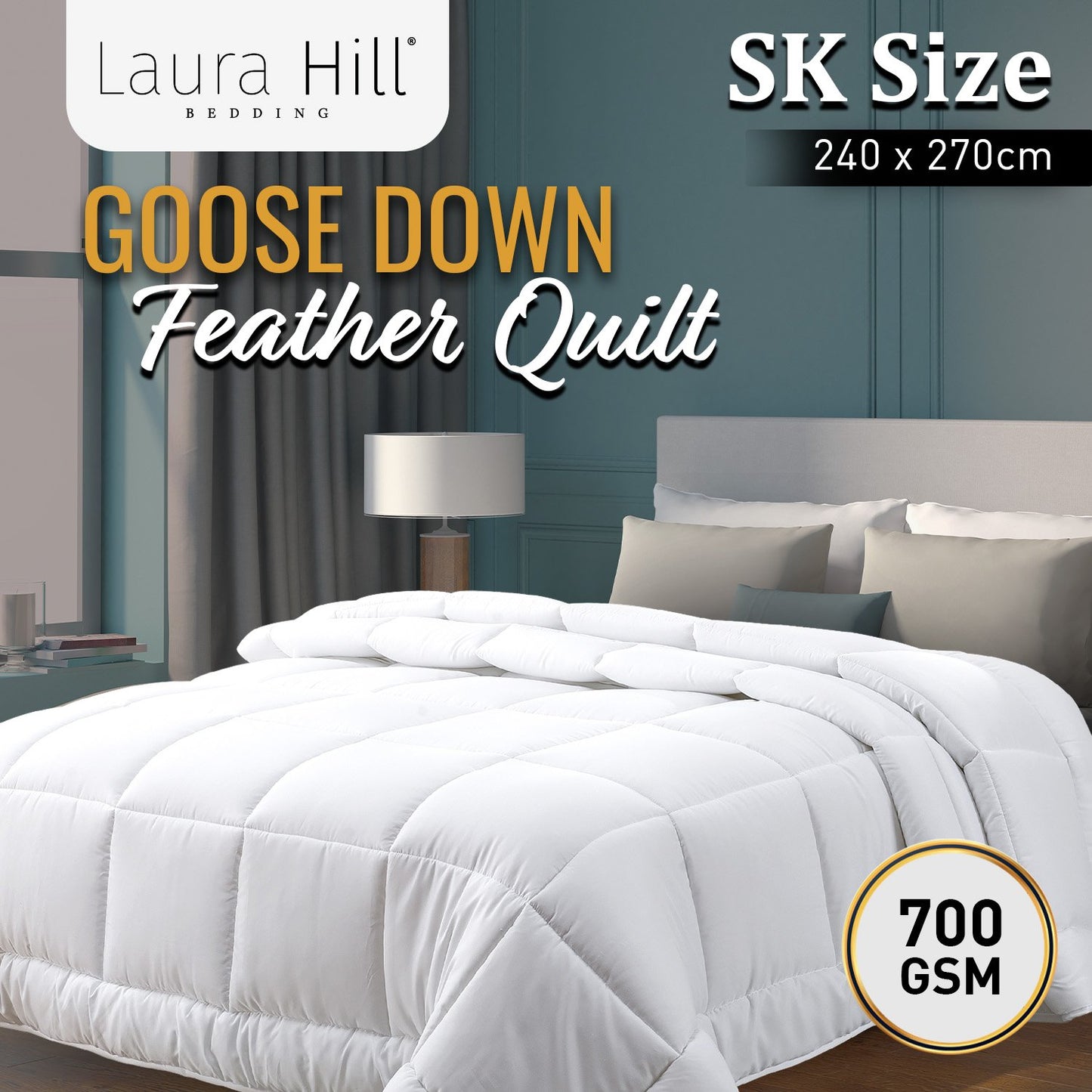 Laura Hill 700GSM Goose Down Feather Comforter Doona - Super King