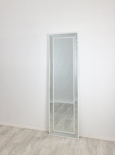 White Beaded Framed Mirror - Free Standing 50cm x 170cm