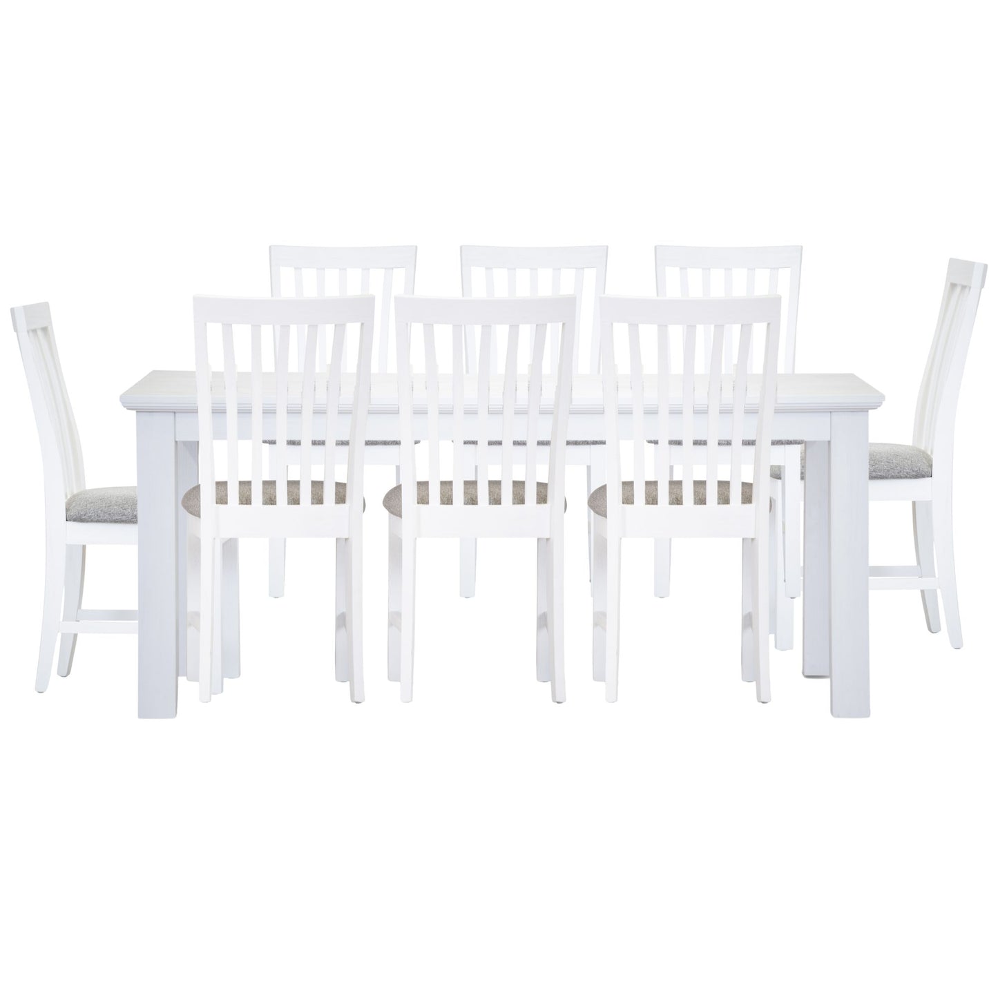 Laelia 9pc Dining Set 220cm Table 8 Chair Acacia Wood Coastal Furniture - White