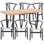 Petunia  7pc 180cm Dining Table Set 6 Wishbone Chair Elm Timber Wood Metal Leg