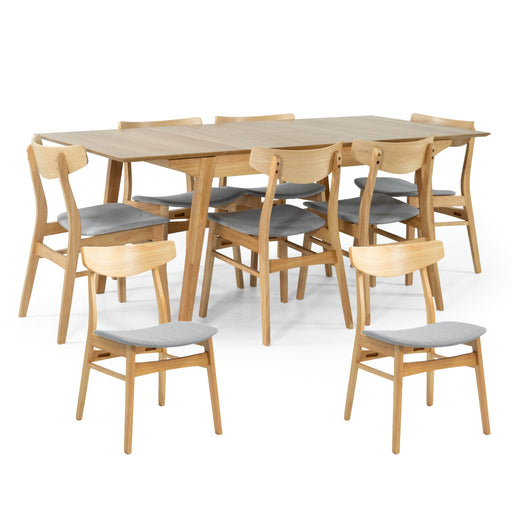 Cusco 9pc Set Dining Set 150 - 190cm Extendable Table 8 Chair Scandinavian Style