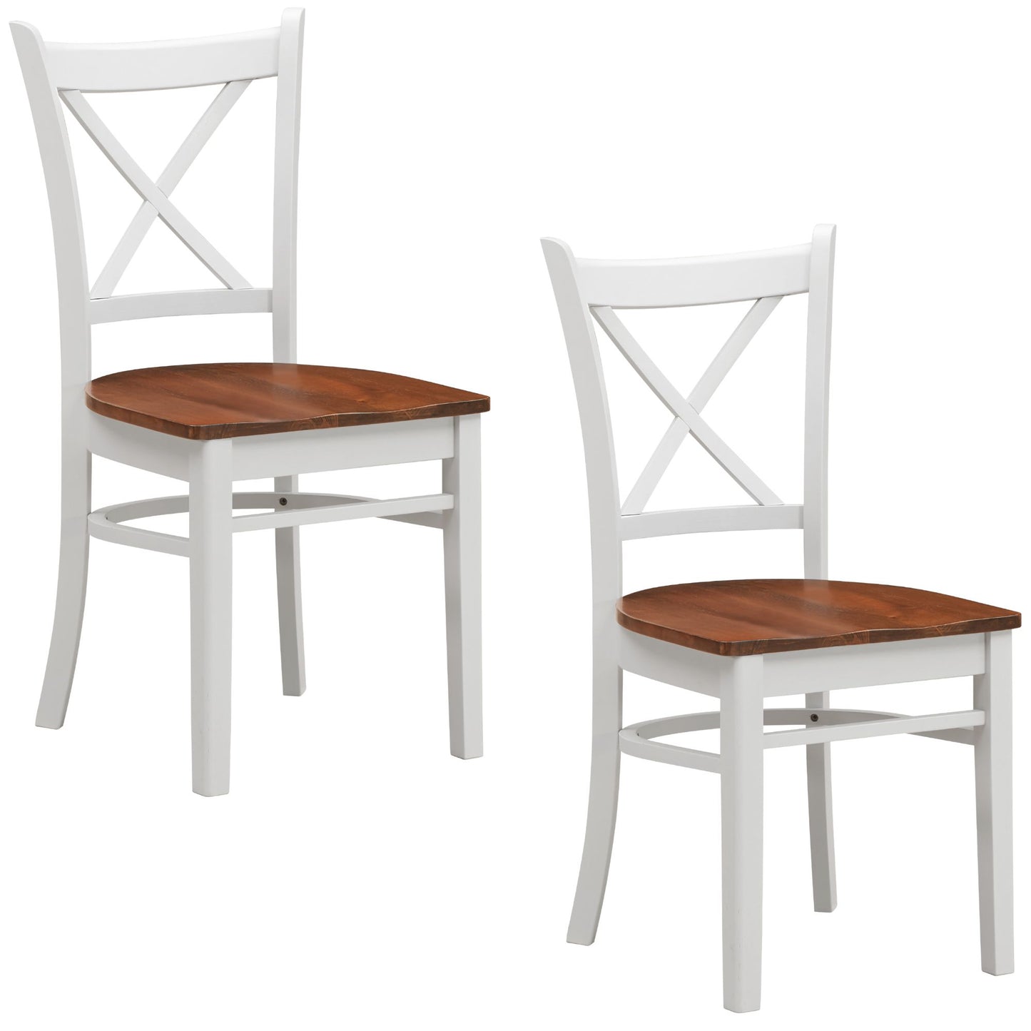 Lupin Dining Chair Set of 2 Crossback Solid Rubber Wood Furniture - White Oak