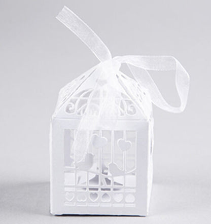 White Dove Bird Heart Wedding Bomboniere Favor Lolly Gift Card Box - 10 Pack