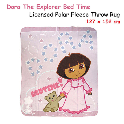 Caprice Polar Fleece Throw Rug Dora Explorer Bed Time 127 x 152 cm