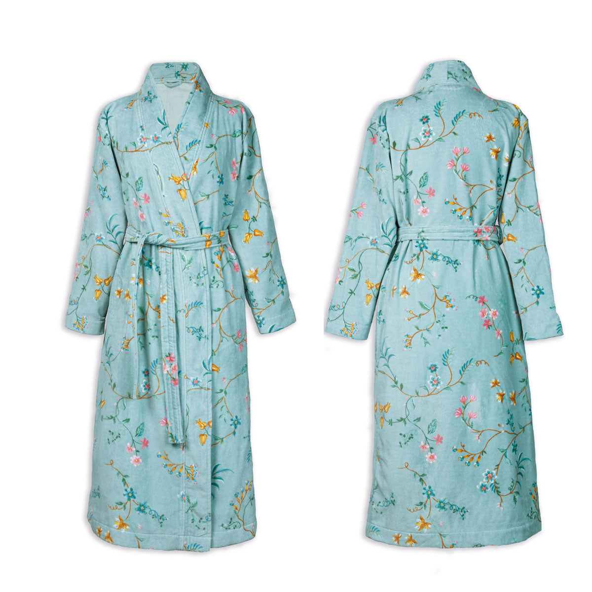 PIP Studio Les Fleurs Cotton Bath Robe Blue XXL