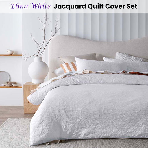 Accessorize Elma White Jacquard Quilt Cover Set King