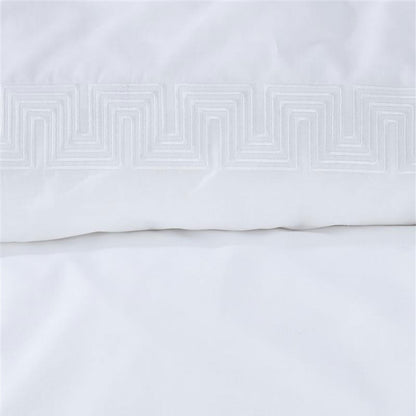 Riviera Maison Elowen White Cotton Quilt Cover Set Queen