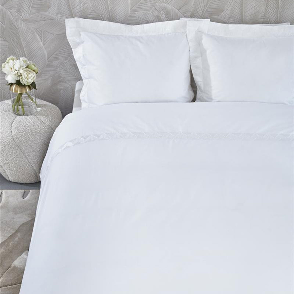 Riviera Maison Elowen White Cotton Quilt Cover Set Queen