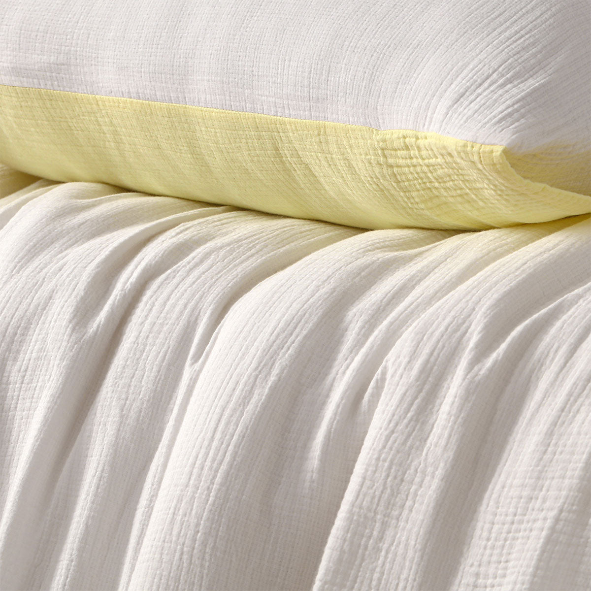 Vintage Design Homewares Hugo Reversible White Butter Cotton Gauze Quilt Cover Set King