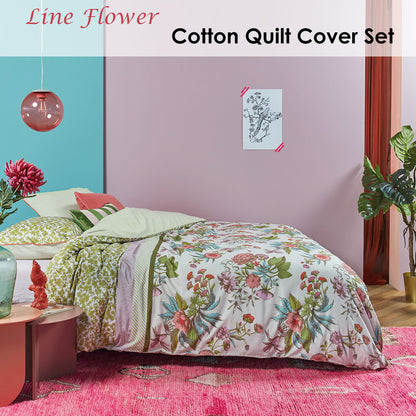 Oilily Line Flower Cotton Sateen Quilt Cover Set Queen