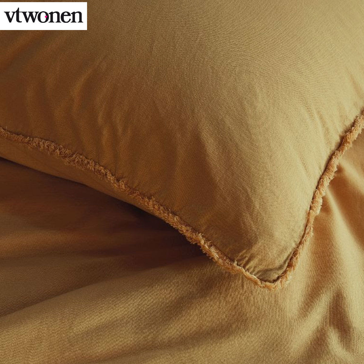 VTWonen Natural Stone Fraying Yellow Quilt Cover Set King