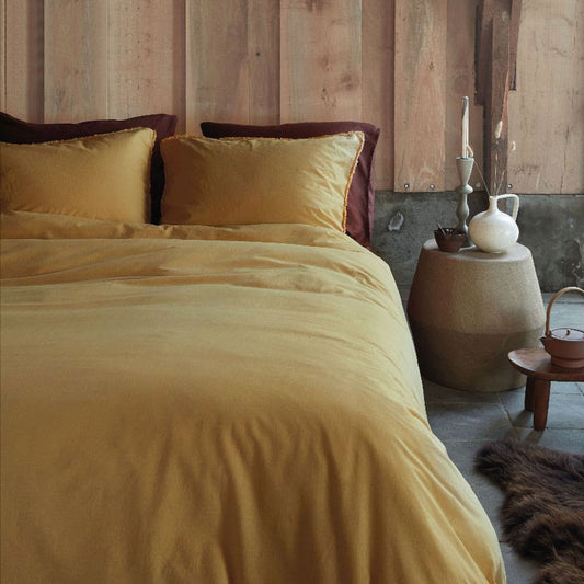 VTWonen Natural Stone Fraying Yellow Quilt Cover Set Queen