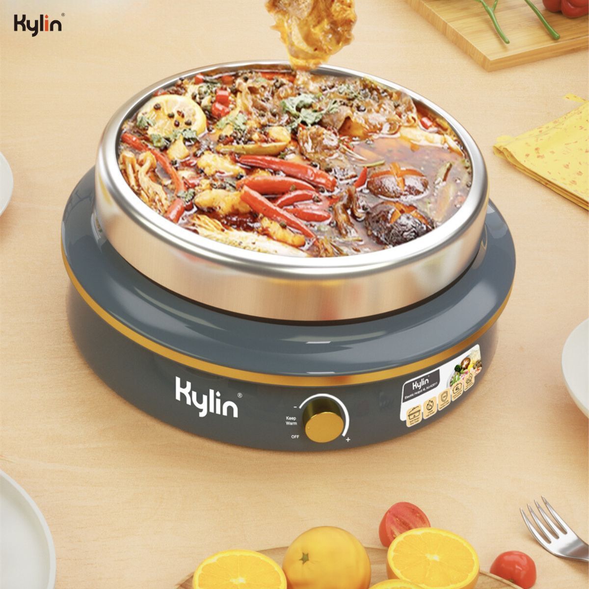 Kylin Electric 1500W Hotpot with Stainless Steel Inner Pot 4L AU-K2011