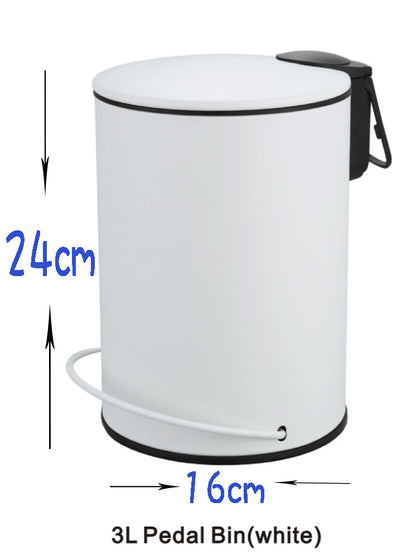 3L Soft Close Pedal Bin White