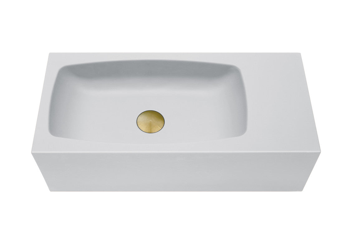 New Concrete Cement Wash Basin Counter Top Matte White Wall Hung Curved Basin