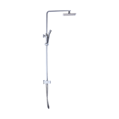 WELS 8" Rain Shower Head Set Square Dual Heads Faucet High Pressure Hand Held