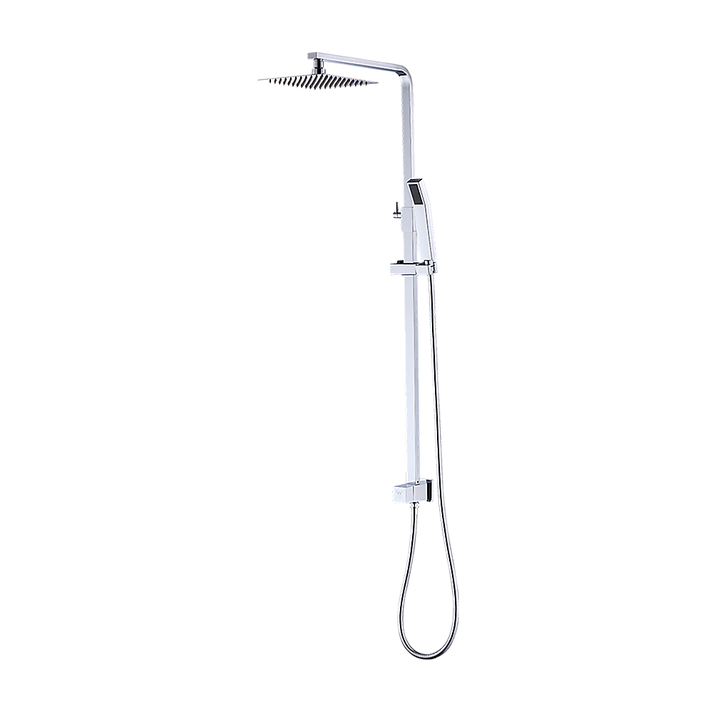 WELS 8" Rain Shower Head Set Square Dual Heads Faucet High Pressure Hand Held