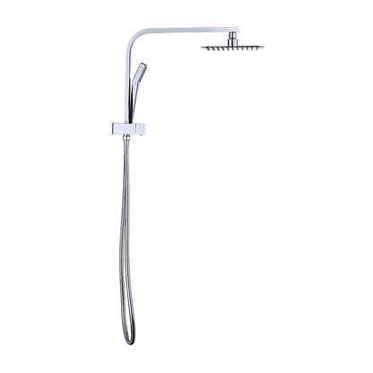 WELS 8" Rain Shower Head Set Square Dual Heads Faucet High Pressure Hand Held