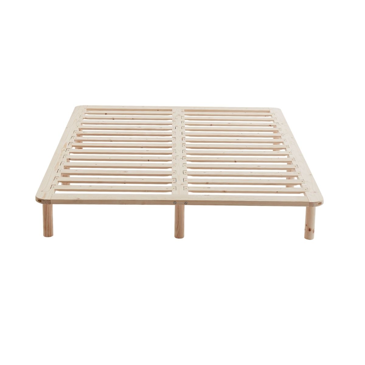 Platform Bed Base Frame Wooden Natural Double Pinewood