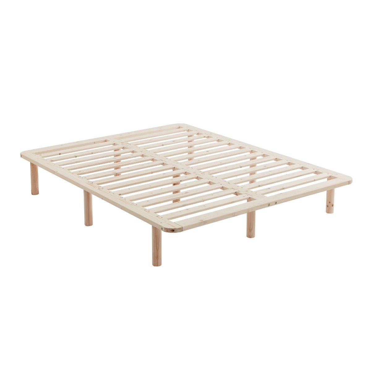 Platform Bed Base Frame Wooden Natural Double Pinewood