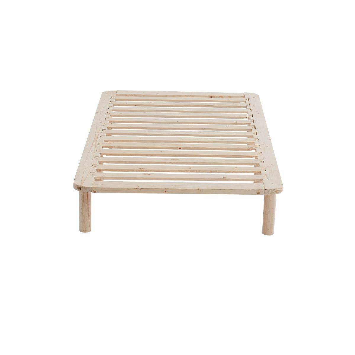 Platform Bed Base Frame Wooden Natural Double Pinewood