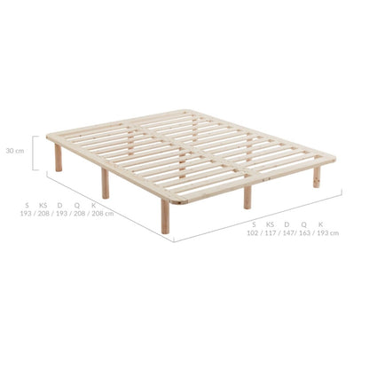 Platform Bed Base Frame Wooden Natural Double Pinewood