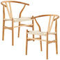 Anemone  Set of 2 Wishbone Dining Chair Beech Timber Replica Hans Wenger Natural