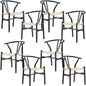 Anemone  Set of 8 Wishbone Dining Chair Beech Timber Replica Hans Wenger - Black