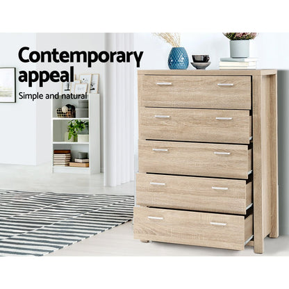 Artiss 5 Chest of Drawers - MAXI Pine