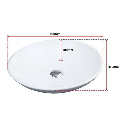 Bathroom Ceramic Oval Above Countertop Basin for Vanity