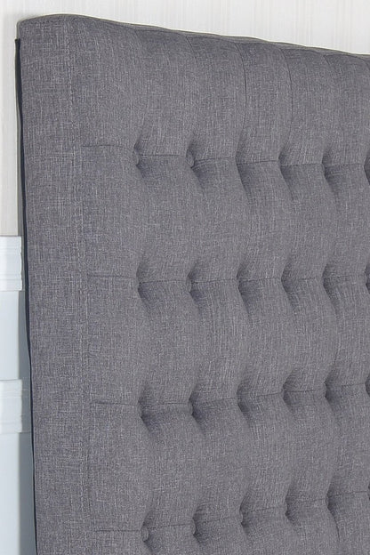 Bed Head Queen Charcoal Headboard Upholstery Fabric Tufted Buttons