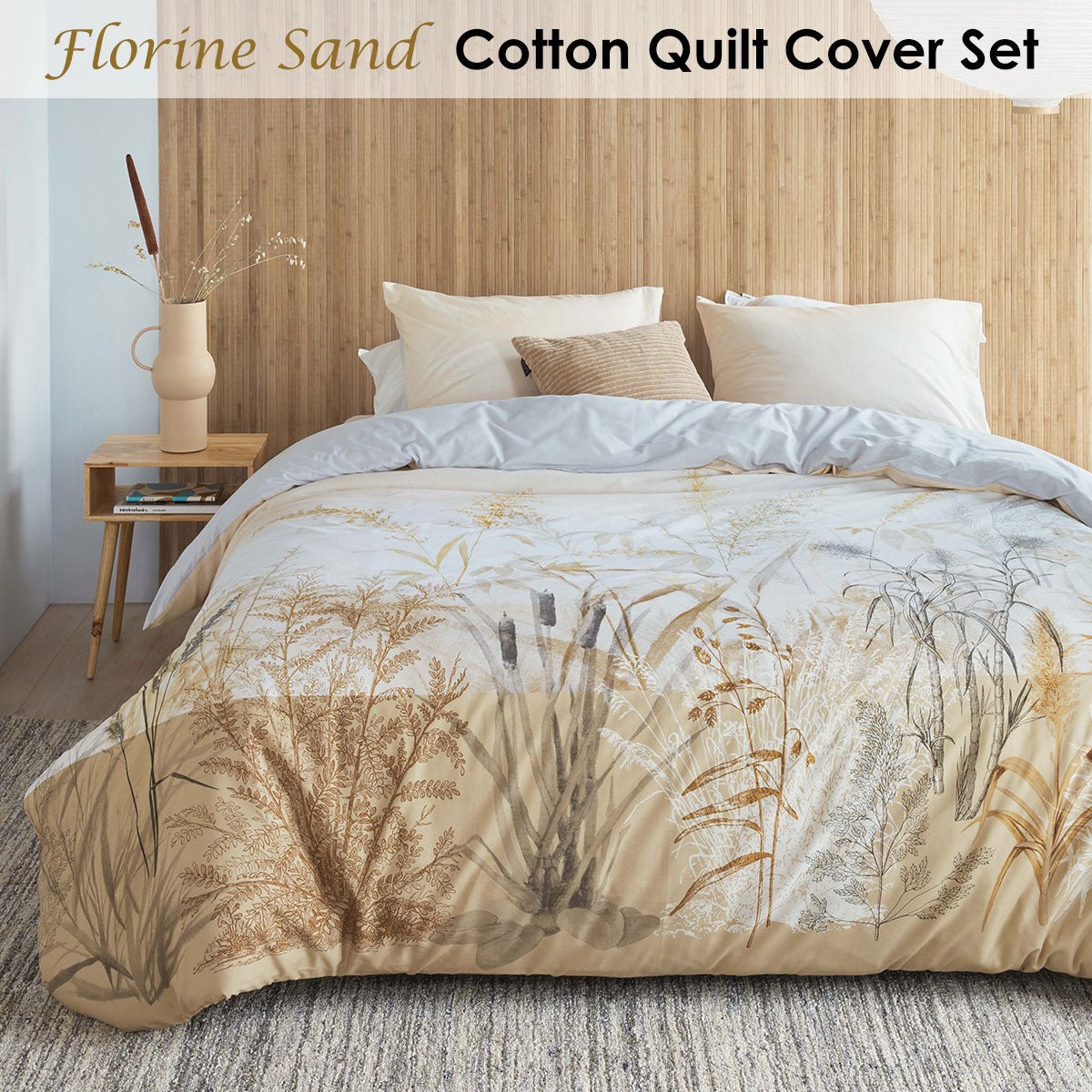 Bedding House Florine Sand Cotton Quilt Cover Set Queen