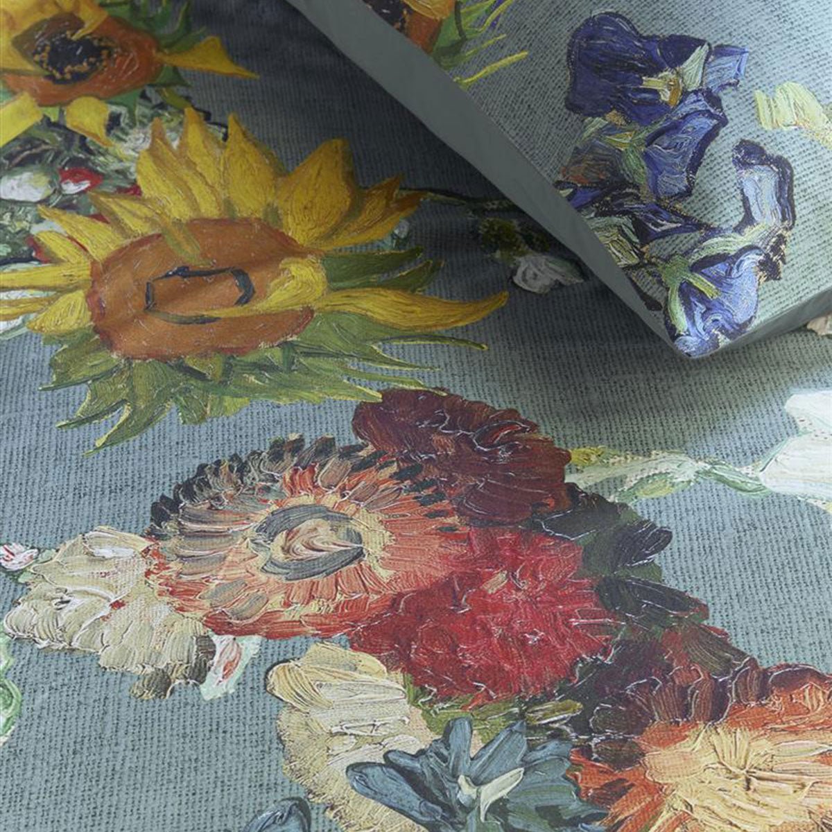 Bedding House Van Gogh Partout des Fleurs Green Cotton Sateen Quilt Cover Set King