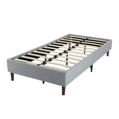 Bedframe with Wooden Slats (Light Grey) - Double