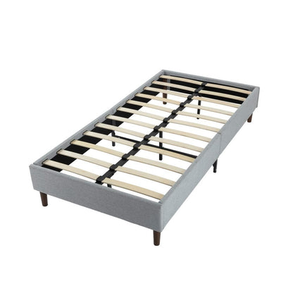 Bedframe with Wooden Slats (Light Grey) - Queen