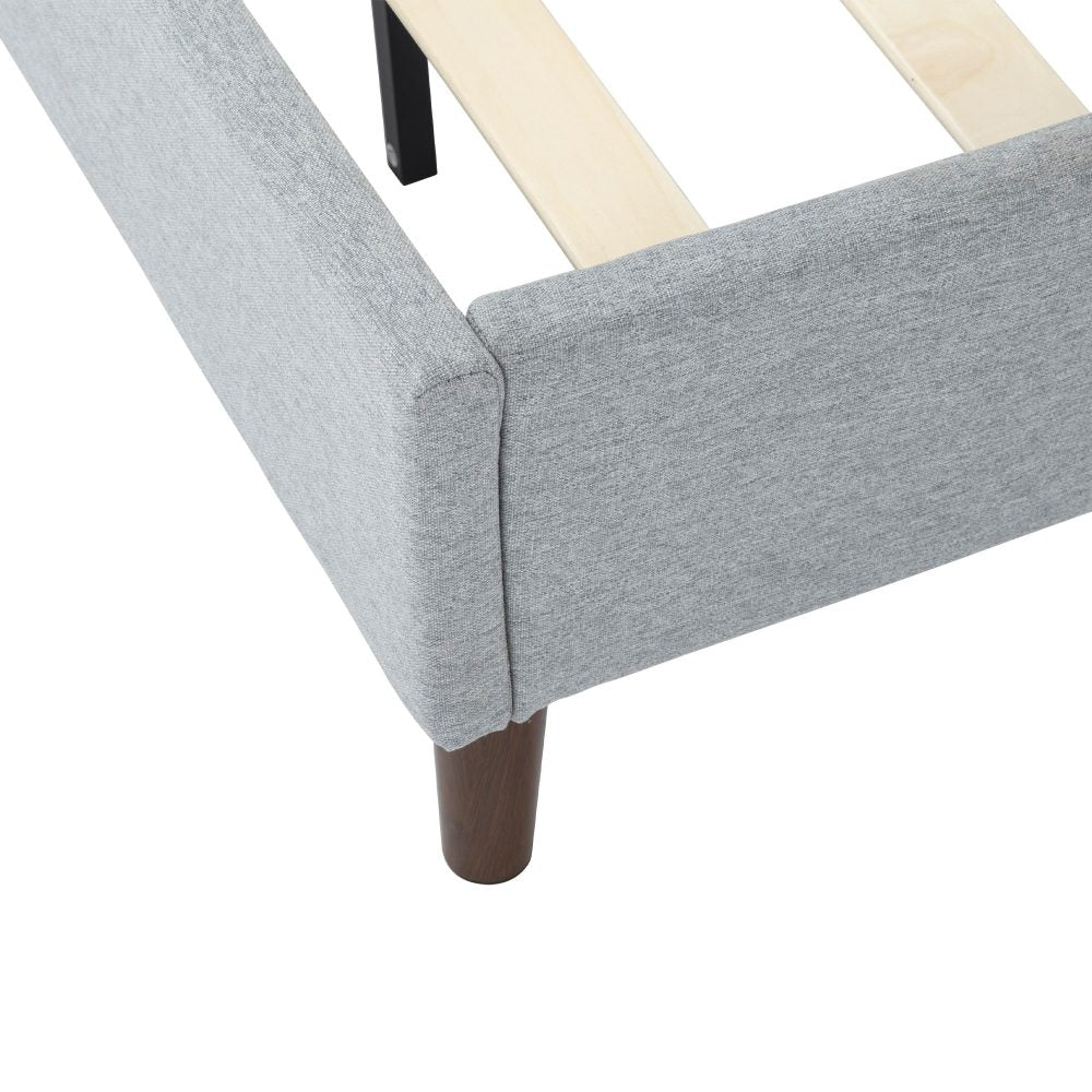 Bedframe with Wooden Slats (Light Grey) - Queen