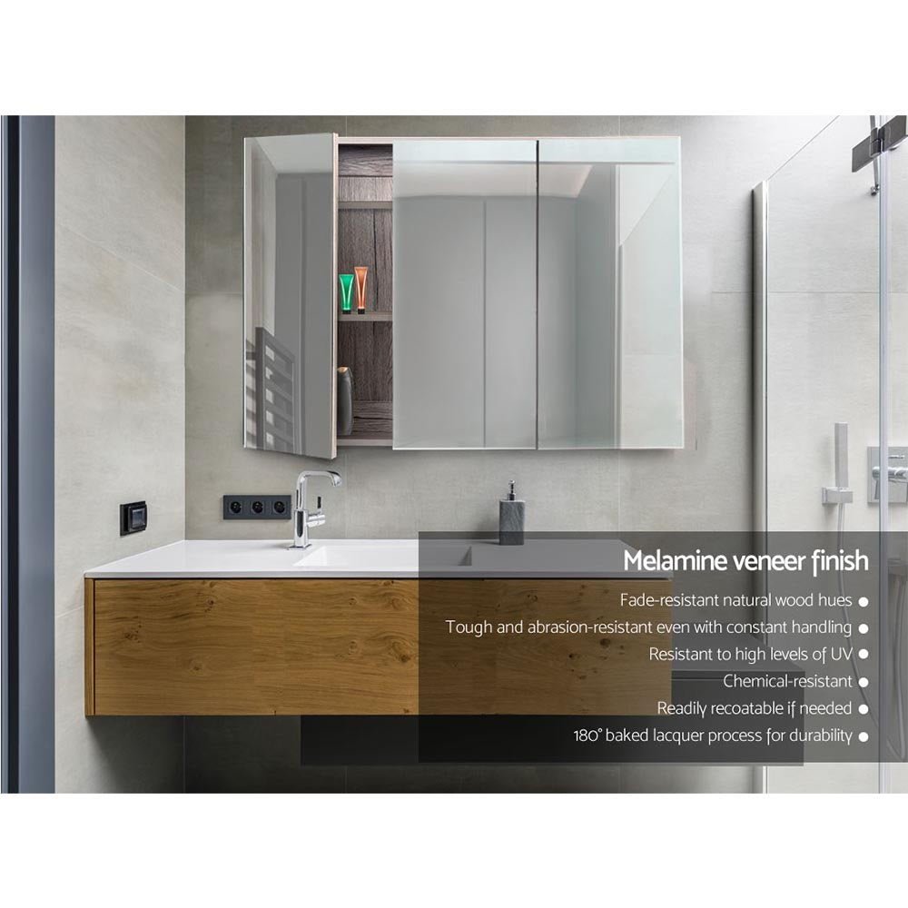 Cefito Bathroom Mirror Cabinet 900x720mm Oak