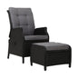 Gardeon Recliner Chair Sun lounge Wicker Lounger Outdoor Furniture Patio Adjustable Black