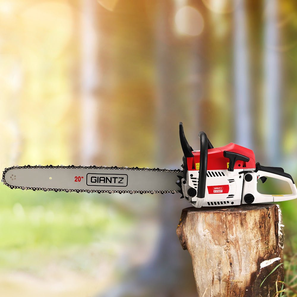 Giantz Chainsaw Petrol 62CC 20" Bar Commercial Chain Saw E-Start Pruning 4.5HP