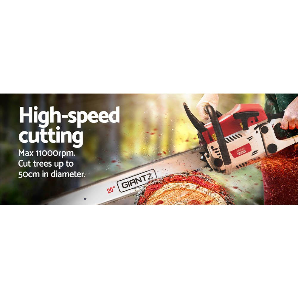 Giantz Chainsaw Petrol 62CC 20" Bar Commercial Chain Saw E-Start Pruning 4.5HP