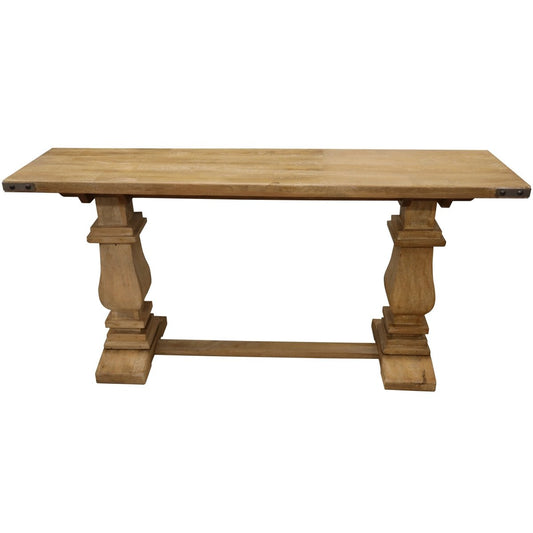 Gloriosa Console Entry Hallway Table 160cm Pedestal Mango Wood - Honey Wash