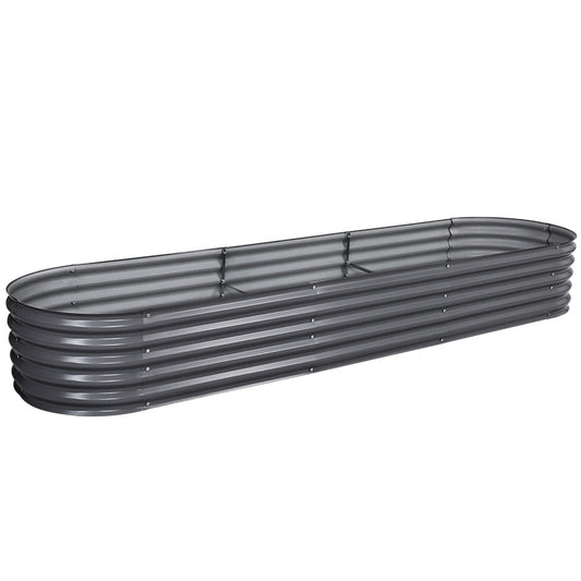 Green Fingers Garden Bed 320X80X42cm Oval Planter Box Raised Container Galvanised